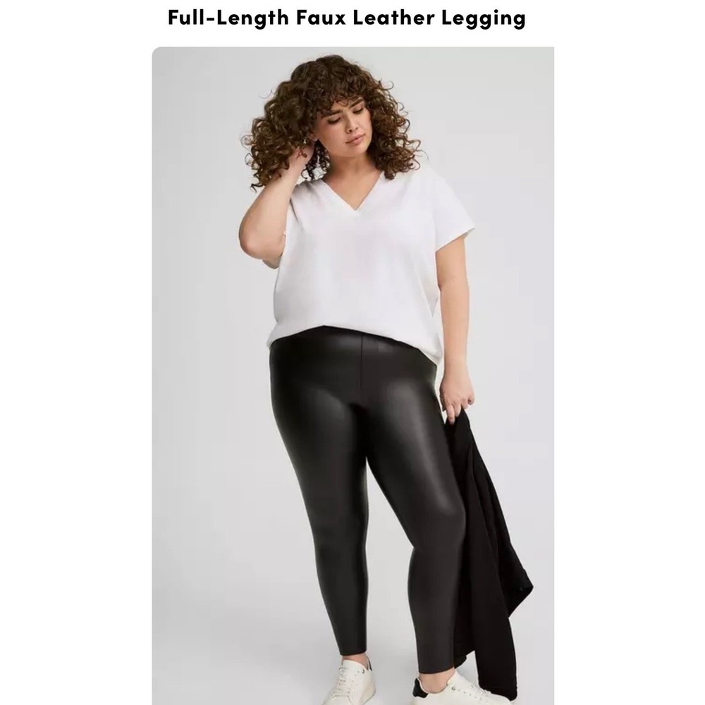 Torrid Black Faux Leather Leggings Signature Waist Pocket 19158322 1X 14-16